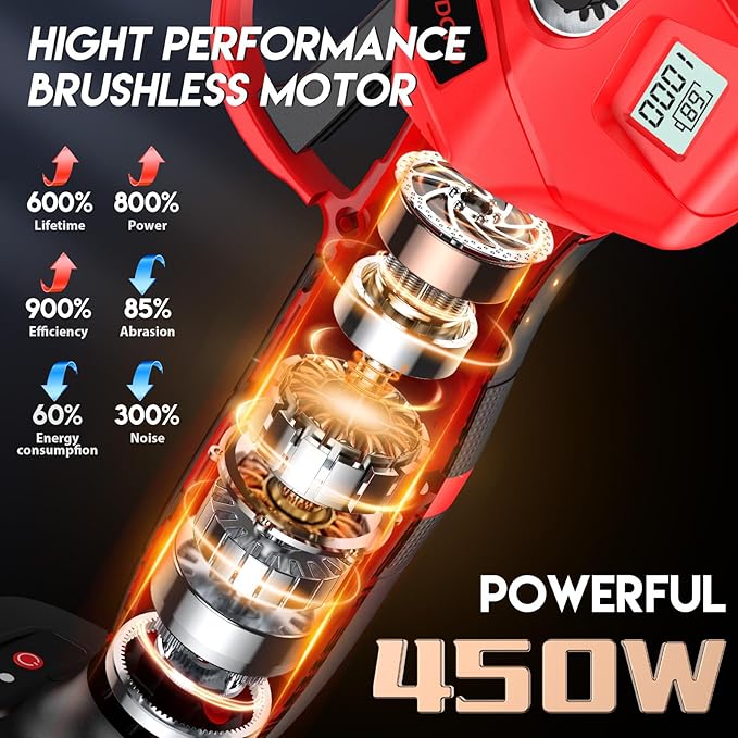 Upgraded Electric Pruning Shears,1.4" Cutting Diameter Cordless Power Pruner with LCD Display, Brushless Motor Pruning Shears with 2000mAh*2 Rechargeable Batteries for Garden Tree Pruner Branch