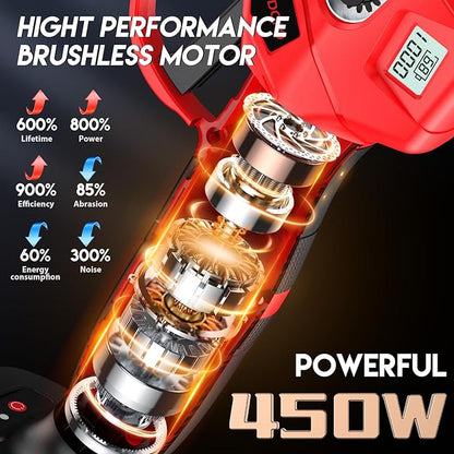 Upgraded Electric Pruning Shears,1.4" Cutting Diameter Cordless Power Pruner with LCD Display, Brushless Motor Pruning Shears with 2000mAh*2 Rechargeable Batteries for Garden Tree Pruner Branch