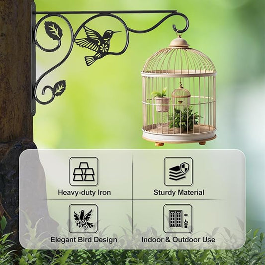 2 Packs Plant Hooks for Hanging, 12 Inch Indoor/Outdoor Metal Wall Black Hangers, Sturdy Plant Bracket for Planters, Wind Chimes, Lanterns, Bird Feeders, Garden, Home, Patio Decor