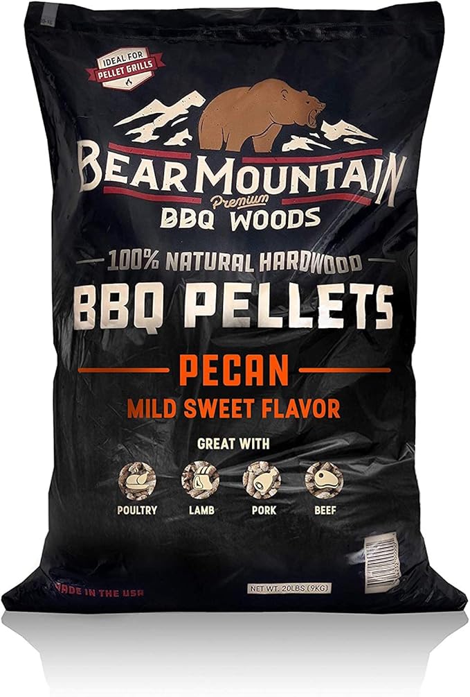 Bear Mountain All Natural Wood Pellets for Smoker, Grill & BBQ, 20 Lbs, Pecan