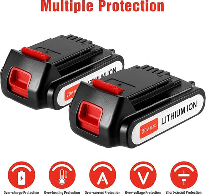 2Pack 4.0Ah 20V MAX LBXR20 Compatible with Black and Decker 20V Lithium Battery LB2X4020 LBXR2020-OPE LBXR20-OPE2 LBXR20B-2 LB2X3020-OPE LBXR20BT 20 Volt Max Cordless Power Tools