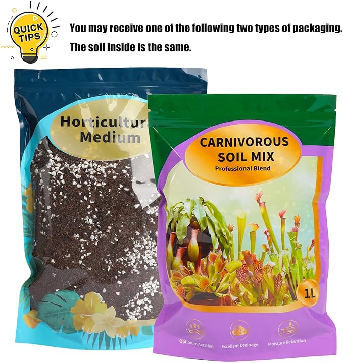 Carnivorous Plant Soil Mix 10qt, Pure Peat Moss and Perlite Mixture for Venus, Pitcher, Butterwort, Nepenthes, Sundew