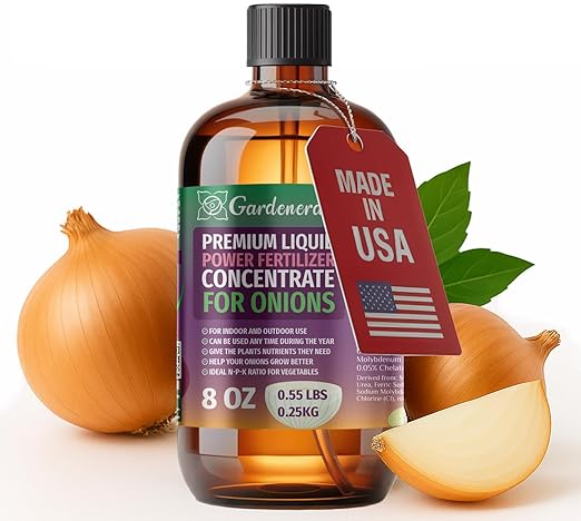 Liquid Power Onions Fertilizer - Professional Liquid Plant Food for Onions - Fast-Acting Concentrate for Growth, Strong Roots & High-Yield Harvest - 8 oz - Indoor & Outdoor Use