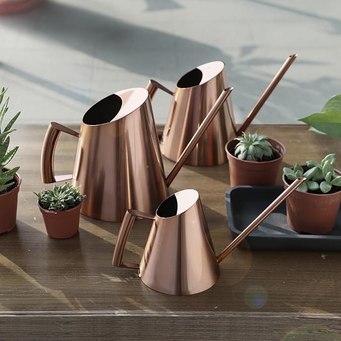 Tissting Bronze Long Spout Watering Can Stainless Steel Plant Watering Pot Garden Green Plant Flower Watering Kettle for Indoor Outdoor Plants Garden Flower(400ML)