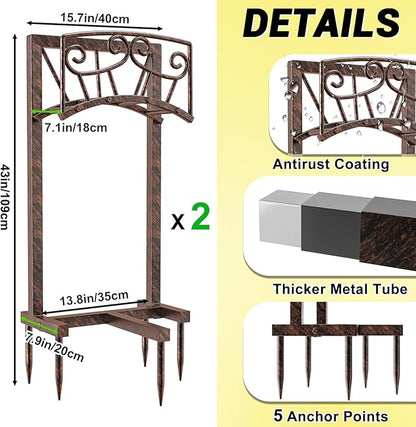 Garden Hose Holder, Heavy Duty Metal Water Hose Holders Hose Stand with 5 Spikes, Freestanding Hose Storage Rack Hose Hanger Holds 150ft Hose for Outside Yard Lawn Garden Decor (Vintage Copper-2P)