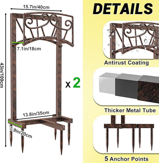 Garden Hose Holder, Heavy Duty Metal Water Hose Holders Hose Stand with 5 Spikes, Freestanding Hose Storage Rack Hose Hanger Holds 150ft Hose for Outside Yard Lawn Garden Decor (Vintage Copper-2P)
