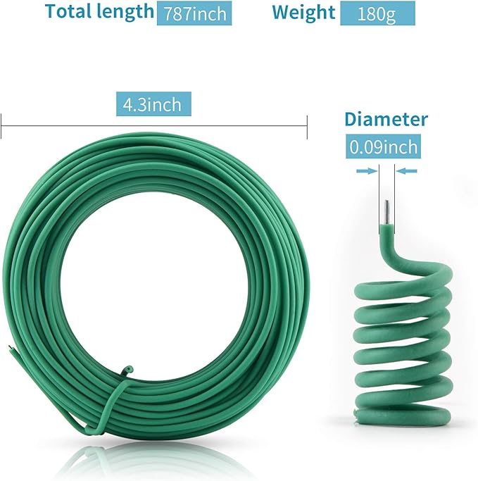 YDSL 66 Feet Soft Plant Tie, Green Twist Garden Ties for Plants, Office Organization and Home(Diameter - 2.5MM)