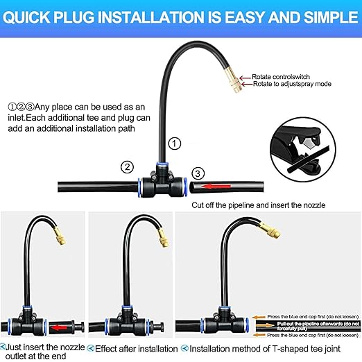 Drip Irrigation Kit Automatic Watering System for Potted Plants, 360 Degree Adjustable Copper Micro Sprinklers, Quick Connect Tubing Fittings for Garden, Lawn, Patio, Balcony(15 Nozzles Ⅱ)