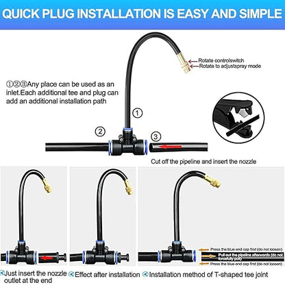 Drip Irrigation Kit Automatic Watering System for Potted Plants, 360 Degree Adjustable Copper Micro Sprinklers, Quick Connect Tubing Fittings for Garden, Lawn, Patio, Balcony(15 Nozzles Ⅱ)