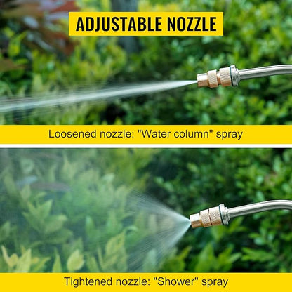 Happybuy 3.5 Gallon Stainless Steel Sprayer, 20" Wand & 3FT Reinforced Hose, Pressure Gauge, Safety Valve&Adjustable Nozzle, Garden Weed Pump Sprayer for Lawn, Gardening