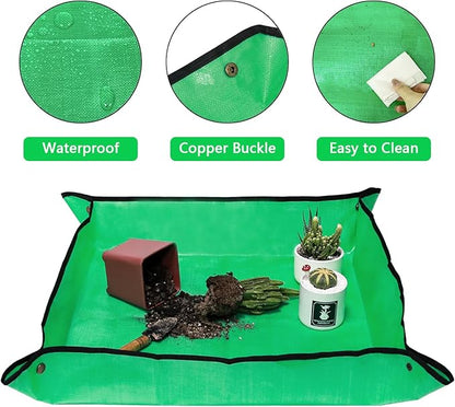 2PCS Repotting Mat for Transplanting & Potting Soil Mess Control, 26.8" x 26.8" Waterproof Plant Potting Mat, Succulent Orchid Potting Tray for Plant Pots, Gardening Gifts Bonsai Tools