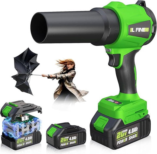 Leaf Blower Cordless - Lightweight Electric Handheld Blower with Battery and Charger, 3 Speed Mode, Blowers for Lawn Care, Patio Cleaning, Dust Cleaner (Dark Green)