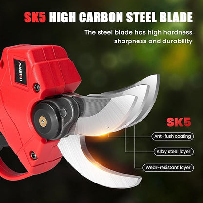 Upgraded Electric Pruning Shears, 1.6" Cutting Diameter Cordless Powered Pruner with LCD Display, 500W Powerful Brushless Motor, 2×21V 2000mAh Batteries Electric Pruner for Tree Trimming Garden