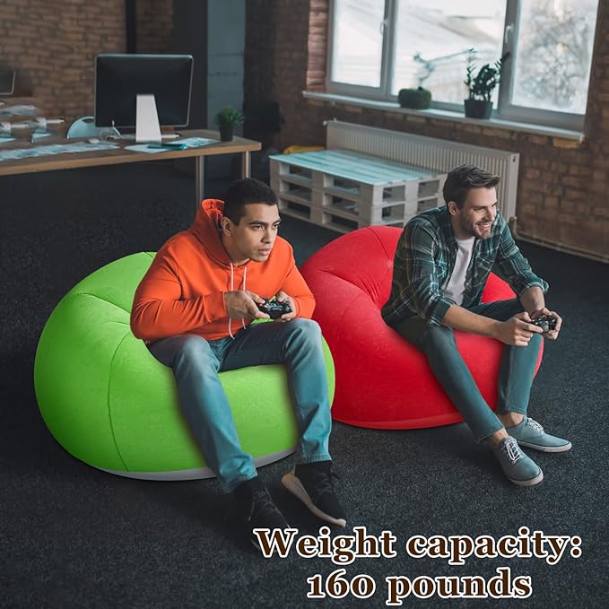 Realspring Inflatable Bean Bag Chairs Outdoor Blow up Camping Chairs Inflatable Lazy Sofa Folding Portable Bean Bag Loungers Couch for Movie Night(Multicolor,6 Pcs)