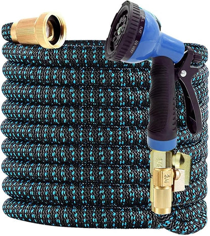 J&B XpandaHose 75ft Expandable Garden Hose – Ultra-Strong 3750D, 4-Layer Latex Core, Brass 3/4" Connectors, 10-Pattern Nozzle & Storage Bag – Lightweight, Kink-Reducing, Leak-Resistant