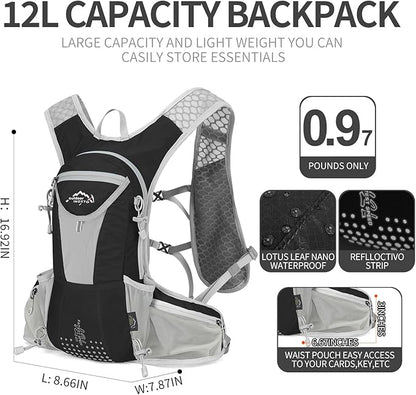 Hydration Pack Backpack, Lightweight Water Backpack with 2L Leakproof Hydration Bladder Daypack for Men Women,Running Hydration Vest for Outdoor Trail