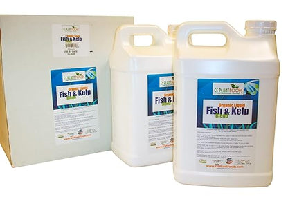 Omri Listed Fish & Kelp Fertilizer by GS Plant Foods (5 Gallons) - Organic Fertilizer for Vegetables, Trees, Lawns, Shrubs, Flowers, Seeds & Plants - Hydrolyzed Fish and Seaweed Blend (5 Gallon)