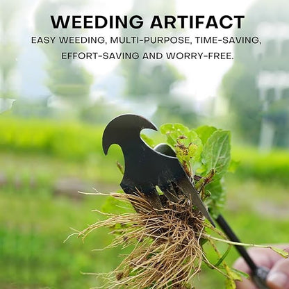 Garden weeding tool 4-tooth manganese steel forged manual weeder Portable root weeding tool Suitable for vegetable gardening backyard farm planting 19.7-inch gardening weeding tool (2-pack)