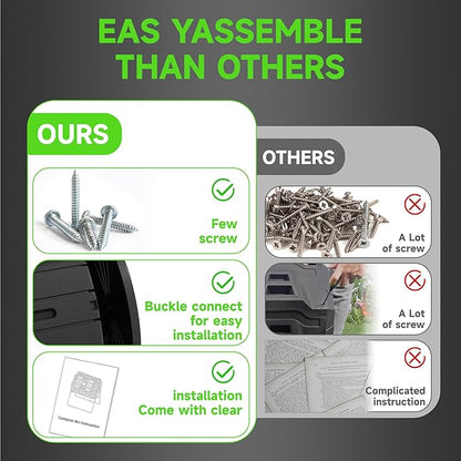 Dual Chamber Tumbling Composter 43 Gallon Large Outdoor Tumbling Composter Efficient Batch Composting Easy Turn Design (Black)