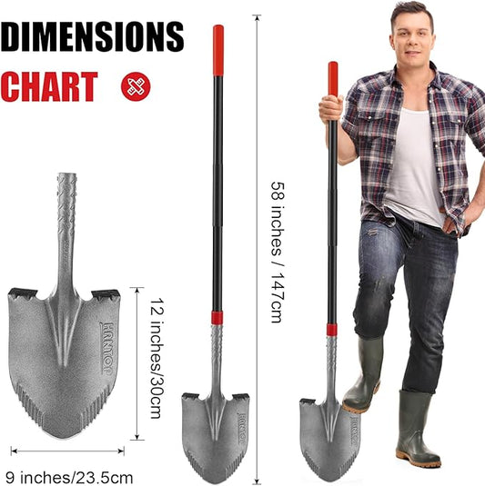 Heavy Duty Garden Tools Digging Shovel Garden Shovel Spade with Long Fiberglass Handle for Digging and Garden Work,58 inches