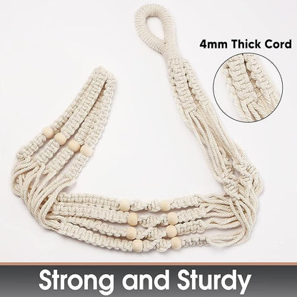 2 Pack 43 Inches Macrame Planter Hanger Large for 12 inch Pot + Swag Hook (Extra Long & Big) | Large Hanging Planter for Indoor Plants | No Tassel, Cotton Rope, No Pot/Plant Included (XL)