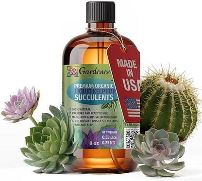 GARDENERA Premium Organic Seaweed & Kelp Superfood for Succulents & Cacti Plants - 8 oz - Liquid Kelp Fertilizer Concentrate (Makes 45 Gallons)