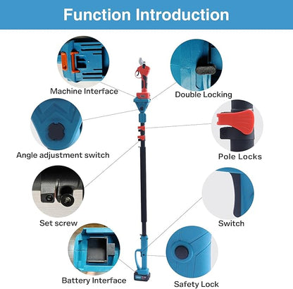 2-in-1 Electric Pruning Shears Cordless with Pole, 20V Cordless Pruning Shears,4.0Ah Battery Operated Pruning Shears, 9.3Ft -Up to 15.3Ft Telescopic Electric Shears for Gardening JOVANT