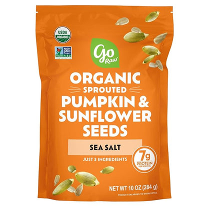 Go Raw Organic Sprouted Pumpkin & Sunflower Seeds, 10 oz, Sea Salted, Keto, Kosher, Superfood