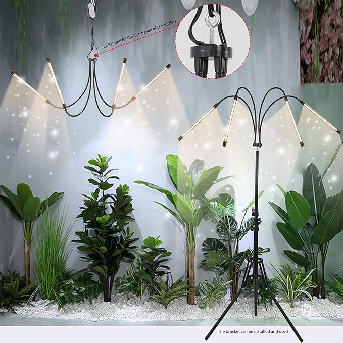 LED Plant Grow Light with Stand, LED Grow Light Full Spectrum for Indoor Plants,10 Dimmable Levels,3 Modes Timing,Tripod Adjustable 15-72 inch.