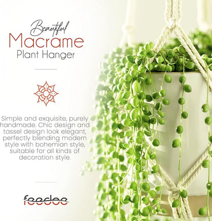 feedee Macrame Plant Hangers for Plants - 6 Pack Macromay Plant Hangers for Indoor Plant Hanger, Boho & Home Decor