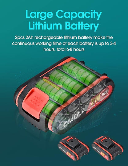 OMOLA Electric Pruning Shears,with 2 PCS Rechargeable 21V 2Ah 2000mA Lithium Battery Powered and 2 Blades，1Inch/25mm Cutting Diameter,6-8 Working Hours…