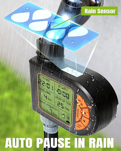 Breeze Touch 120FT Automatic Drip Irrigation Kits with Garden Timer, Garden Watering System for Lawn, Quick Connector Design Irrigation System Kit with Easy Programmable Water Timer