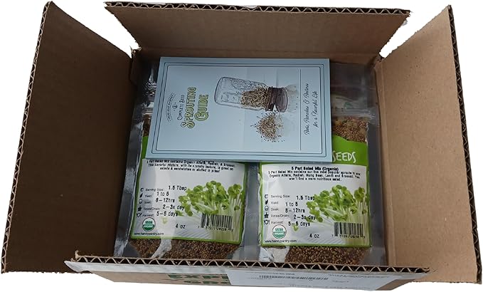 Organic Sprouting Seed Mix – 2.5 lb – 10 Varieties: Alfalfa, Mung Bean, Broccoli, Lentil, Clover, Buckwheat, Radish, Bean Salad, More