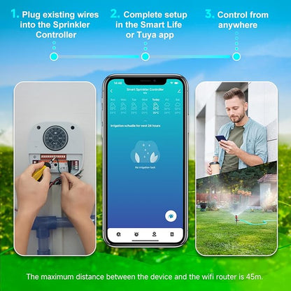 Smart Sprinkler Controller Pro，12-Zone/Station Irrigation System(with Water Pump and Rain Sensor Connection Interface)，GreenVation 2.4G/5GHz WiFi Water Timer for Outdoor Garden/Yard/Lawns