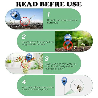 Soil Moisture Meter, 2 Packs Plant Water Meter, Moisture Meter, Blue + Blue Soil Test Kit, Soil Tester Hygrometer, Plant Water Meter, Plant Care Tools for House Plants, Gardening Gifts