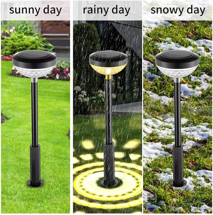 BESPORTBLE Solar Garden Stake Lights Outdoor Decorative Solar Pathway Lamps for Yard Patio Waterdrop Projection and Steady Breathing Mode