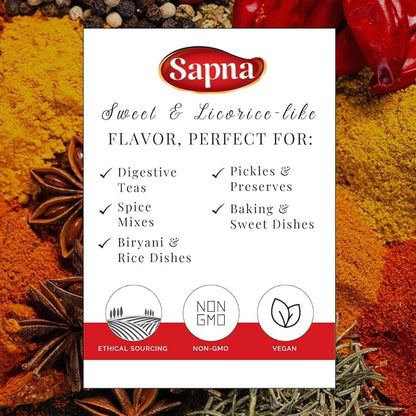 Sapna Fennel Seeds, 14 OZ, Premium Authentic Spice, All Natural, Pure Saunf Whole
