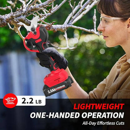Electric Pruning Shears, Upgraded 1.4" Cutting Diameter Brushless Electric Pruner with 2Pcs 2.0Ah Rechargeable Battery, Power Cordless Pruning Shears for Tree Trimming Branch Cutter