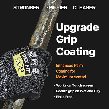 DEX FIT Level 5 Cut Resistant Gloves Cru553 Prime - 3D-Comfort Fit, Firm Grip, Thin & Lightweight, Touchscreen Compatible, Durable, Breathable, Machine Washable; Black XS (6) 1 Pair