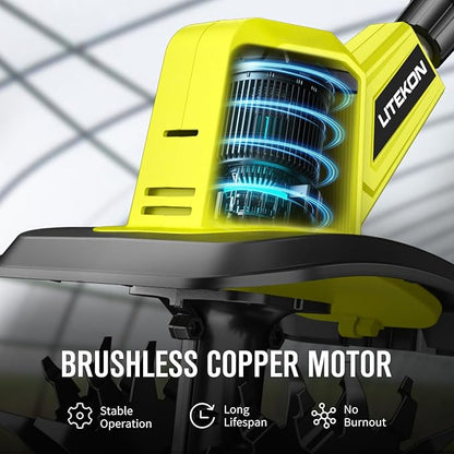 Powerful Cordless Tiller Cultivator with 720RPM Brushless Motor, 2x5.0Ah Batteries&1.5A Fast Charger, 10In Tilling Width and 7In Depth, Super Power Electric Garden Tiller Battery Powered