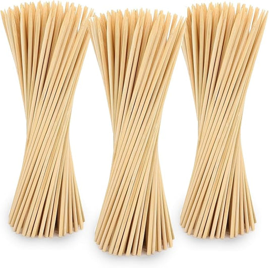 100 Pack 12 inch Bamboo Skewers for BBQ, Appetiser, Fruit, Cocktail, Kabob, Chocolate Fountain, Grilling, Barbecue, Kitchen, Crafting & Party, Natural Wooden Stick — Φ=4mm, Eco-Friendly Wood Sticks