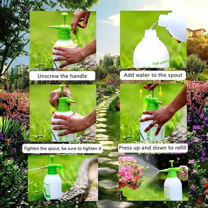 Garden Pump Sprayer, 0.5Gallon/68oz Hand-held Lawn Pressure Spray Bottle with Adjustable Nozzle (Green-2Pcs)