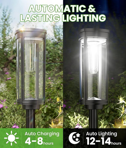 Bright Solar Pathway Lights, 12 Pack Solar Garden Lights Outdoor Waterproof IP65, Auto On/Off Outdoor Light Decorative Landscape Lighting for Walkway Driveway Lawn Patio Yard