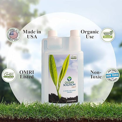 OceanSolution 2-0-3 All Natural Liquid Fertilizer – 32 Oz Concentrated Mineral Fertilizer & Plant Food for Microgreens, Hydroponics, Gardens & Lawns–OMRI Listed, No Odor(1oz per Gallon of Water)