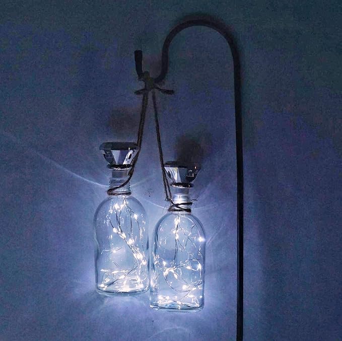 Solar Wine Bottle Lights, 10 Pack Diamond Cork Lights, 20 LED Outdoor Waterproof Fairy String Lights for Garden Wedding Patio（Cool White）