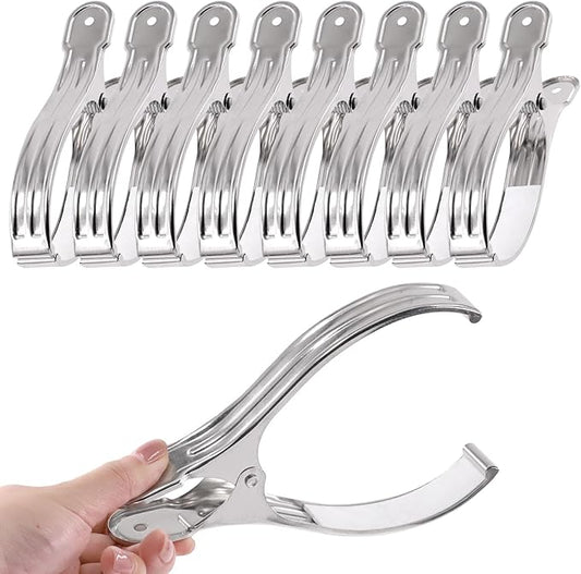 Tanstic 10pcs 6.3 Inch Stainless Steel Greenhouse Clamps Heavy Duty Garden Clips with Strong Grip and Large Open Mouth for Netting Holding