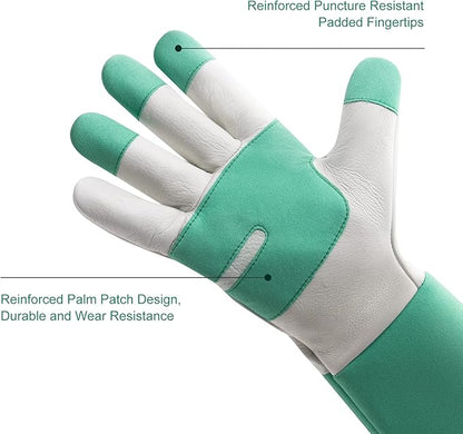 HLDD HANDLANDY Long Gardening Gloves, Leather Thorn Proof Rose Pruning Glove for Men & Women, Great Gift for Gardener