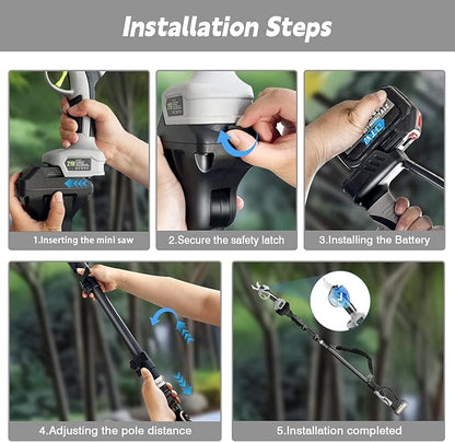 Electric Pruning Shears with Pole 1.4-2.0 Cutting Diameter & 2-IN-1 Electric Pole Pruner,2PCS 3.0Ah Batteries,Brushiless Motor,4 Modes Adjustable Branches Cutter for Flower, Tree Trimming(Gray)