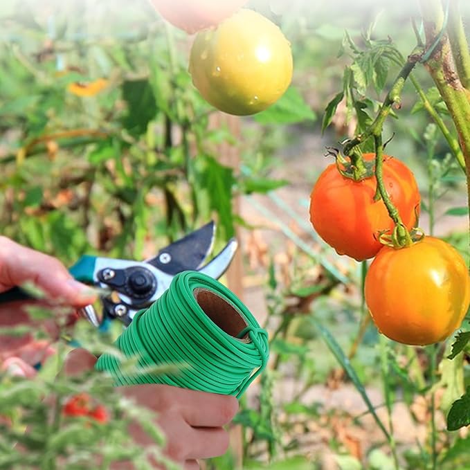 130 Feet Soft Plant Tie Green Twist Garden Ties for Plants Gardening Home Office Organization TPR Garden Ties Supplies with 2.5mm Diameter