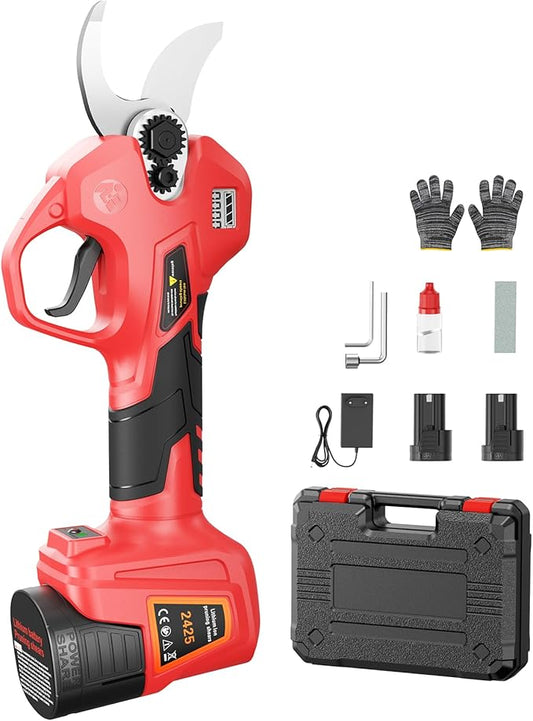 Electric Pruning Shears for Gardening,Garden Shears Cutter 0.5 Second Shear Speed 0.8-1.4"Cutting Diameter Brushless Trimming Branch,Pruning Shears with 6000 Cuts of 2 Rechargeable Battery